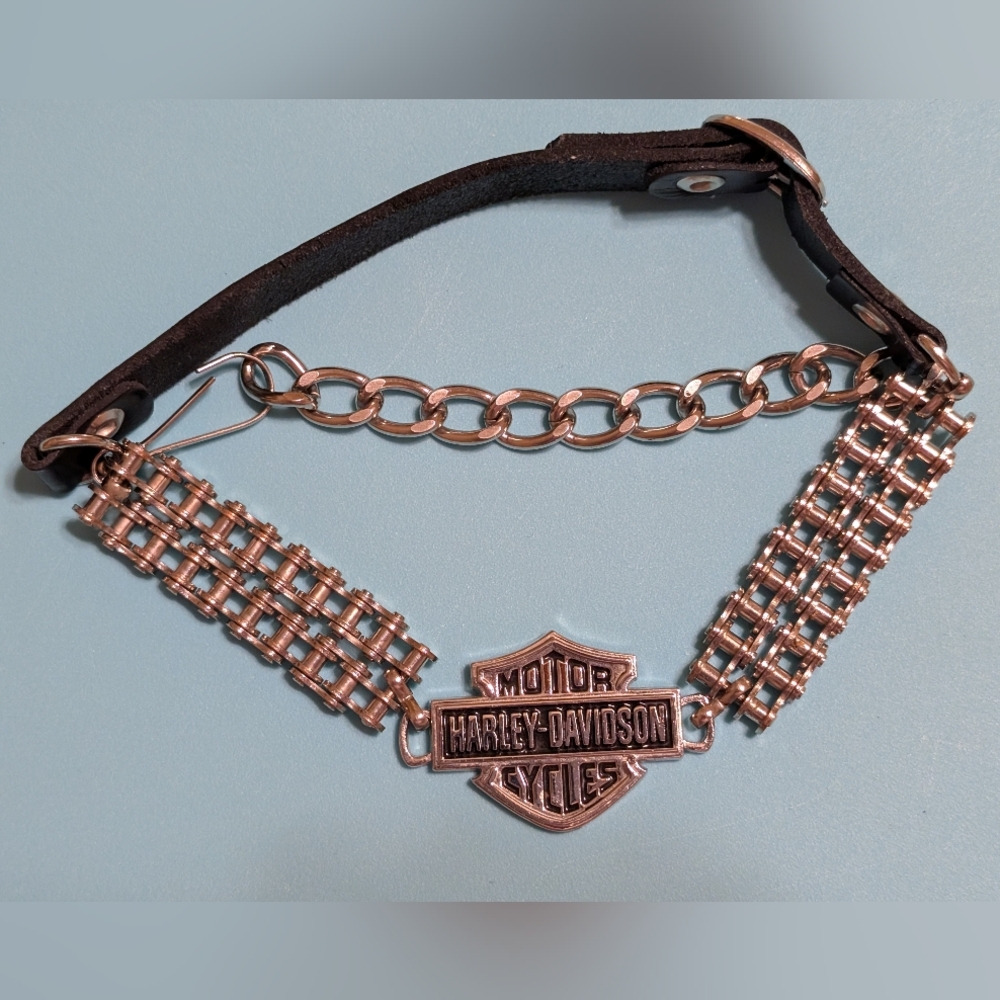 Vintage Rare Authentic Harley-Davidson® Black Leather & Stainless Boot Chain